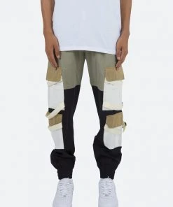 Mnml Paneled Strap Cargo Pants - Green/Black
