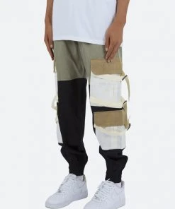 Mnml Paneled Strap Cargo Pants - Green/Black