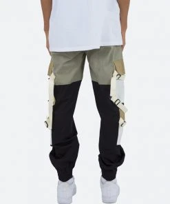 Mnml Paneled Strap Cargo Pants - Green/Black