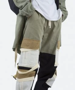 Mnml Paneled Strap Cargo Pants - Green/Black