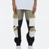 Mnml Paneled Strap Cargo Pants - Green/Black