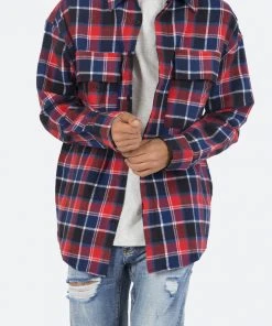 Mnml Plaid Cargo Shirt - Blue/Red
