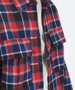Mnml Plaid Cargo Shirt - Blue/Red