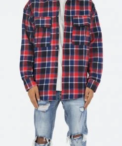 Mnml Plaid Cargo Shirt - Blue/Red