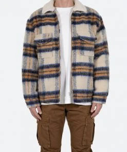 Mnml Plaid Mohair Jacket - Blue/White/Orange Outerwear