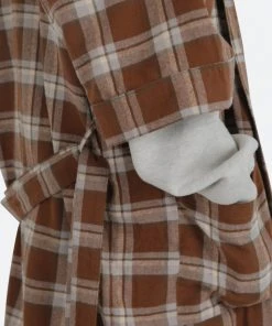 Mnml Plaid S/S Robe - Brown Outerwear