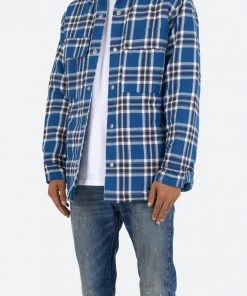 Mnml Plaid Work Jacket - Blue/White