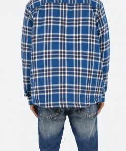 Mnml Plaid Work Jacket - Blue/White