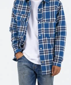 Mnml Plaid Work Jacket - Blue/White