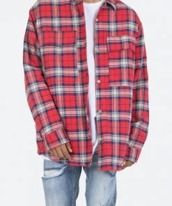 Mnml Plaid Work Jacket - Red/Blue Outerwear