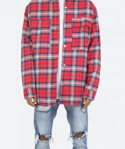 Mnml Plaid Work Jacket - Red/Blue Outerwear