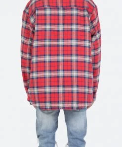 Mnml Plaid Work Jacket - Red/Blue Outerwear