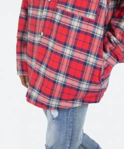 Mnml Plaid Work Jacket - Red/Blue Outerwear