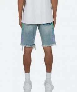 Mnml R468 Palm Denim Shorts - Light Blue