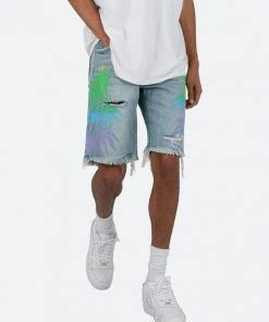 Mnml R468 Palm Denim Shorts - Light Blue