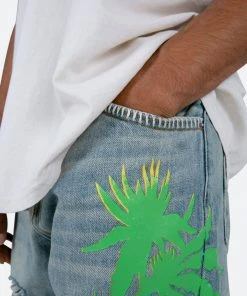 Mnml R468 Palm Denim Shorts - Light Blue