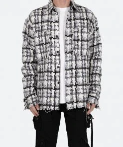 Mnml Raw Edge Flannel - Grey/White