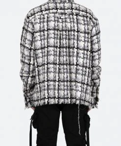 Mnml Raw Edge Flannel - Grey/White