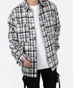 Mnml Raw Edge Flannel - Grey/White