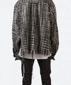 Mnml Raw Edge Flannel Shirt - Black/White Tops