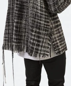 Mnml Raw Edge Flannel Shirt - Black/White Tops