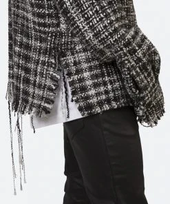 Mnml Raw Edge Flannel Shirt - Black/White Tops