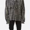 Mnml Raw Edge Flannel Shirt - Black/White Tops