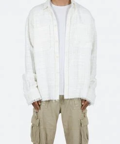Mnml Raw Edge Flannel - White