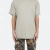 Mnml Raw Edge Tee - Olive Tops
