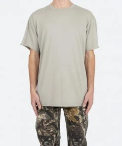 Mnml Raw Edge Tee - Olive Tops
