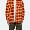 Mnml Tops Relaxed Cargo Flannel Shirt - Yellow/Red