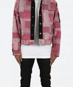 Mnml Outerwear Reversible Paisley Trucker Jacket - Black/Red