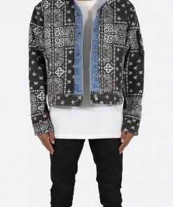 Mnml Reversible Paisley Trucker Jacket - Blue/Black