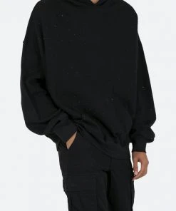 Mnml Rhinestone Hoodie - Black Outerwear