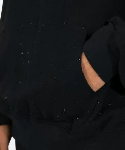 Mnml Rhinestone Hoodie - Black Outerwear