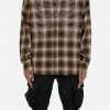 Mnml Rhinestone Skeleton Flannel Shirt - Brown