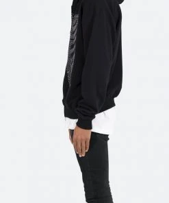 Mnml Rhinestone Skeleton Zip Up Hoodie - Black Outerwear