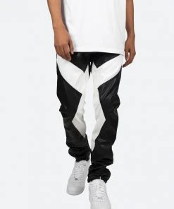Mnml S192 Leather Pants - Black/White Denim