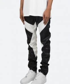 Mnml S192 Leather Pants - Black/White Denim