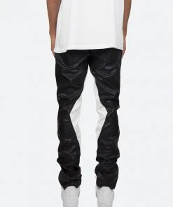 Mnml S192 Leather Pants - Black/White Denim