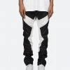 Mnml S192 Leather Pants - Black/White Denim