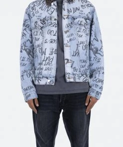 Mnml Outerwear Scribble Trucker Jacket - Blue