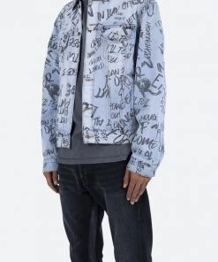 Mnml Outerwear Scribble Trucker Jacket - Blue
