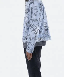Mnml Outerwear Scribble Trucker Jacket - Blue