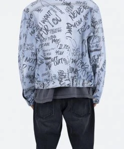 Mnml Outerwear Scribble Trucker Jacket - Blue