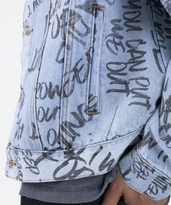 Mnml Outerwear Scribble Trucker Jacket - Blue