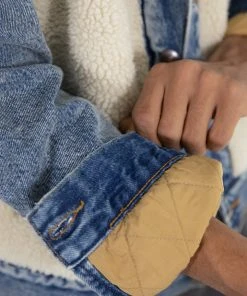 Mnml Sherpa Body Trucker Jacket - Blue/White Outerwear