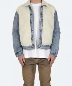 Mnml Sherpa Body Trucker Jacket - Blue/White Outerwear
