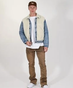 Mnml Sherpa Body Trucker Jacket - Blue/White Outerwear