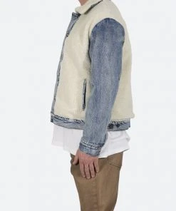 Mnml Sherpa Body Trucker Jacket - Blue/White Outerwear